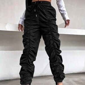 Black Ruched Women’s Pants Joggers